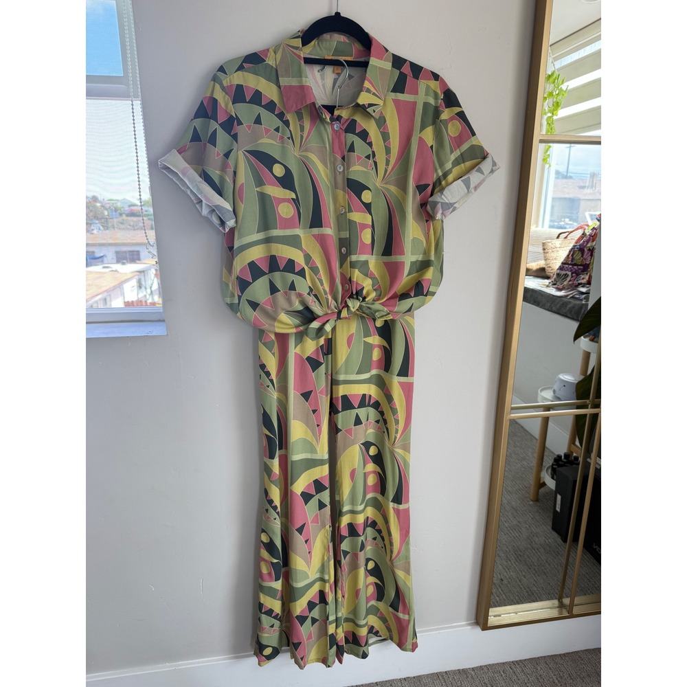 VRG GRL 100% Cotton Retro Resort Matching Set Geometric Print Size 6